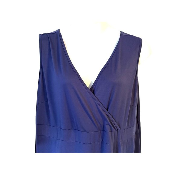 Navy Blue Sleeveless Cotton Maxi Dress Wrap Empire Waist Size 4XL Stretchy Comfy - Picture 2 of 7